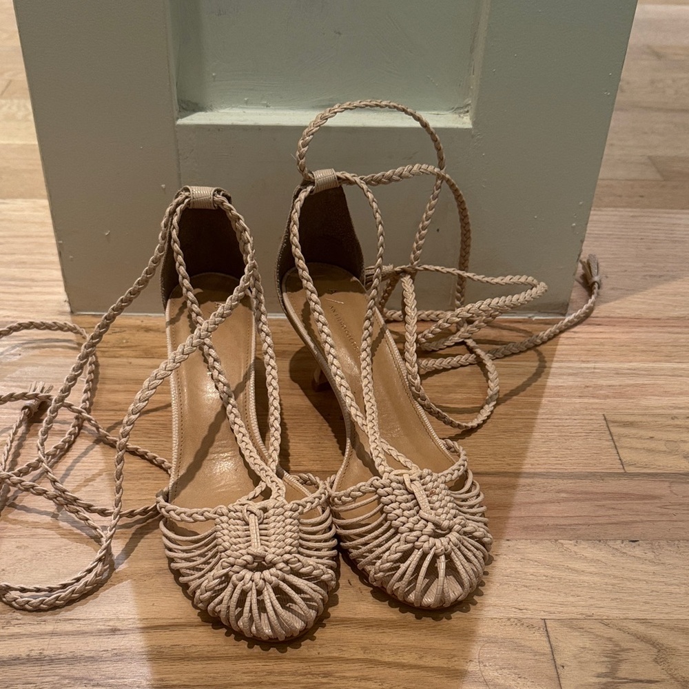 Anthropologie Tan Women's Braided Heels